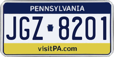 PA license plate JGZ8201