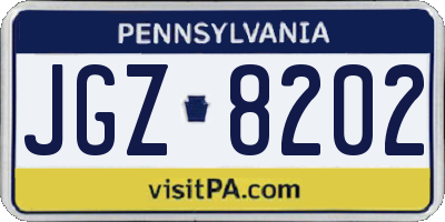 PA license plate JGZ8202