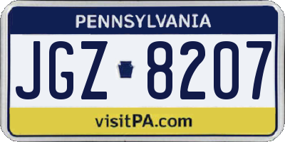 PA license plate JGZ8207