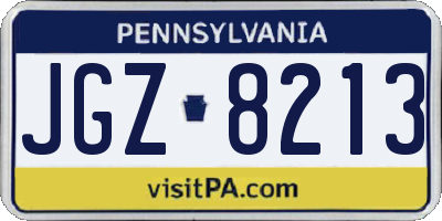 PA license plate JGZ8213