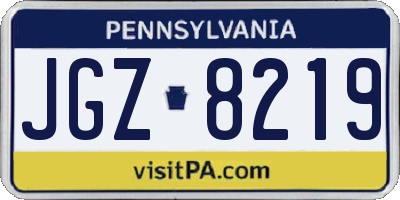 PA license plate JGZ8219