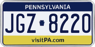 PA license plate JGZ8220