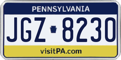 PA license plate JGZ8230