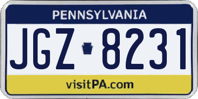 PA license plate JGZ8231