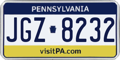 PA license plate JGZ8232