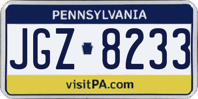 PA license plate JGZ8233