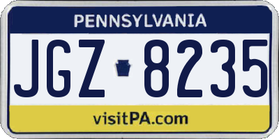PA license plate JGZ8235