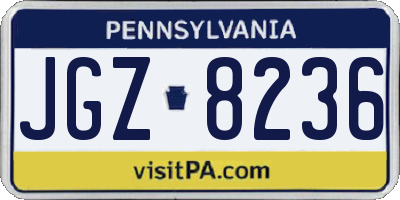 PA license plate JGZ8236