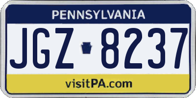 PA license plate JGZ8237