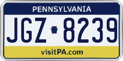 PA license plate JGZ8239