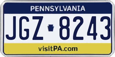 PA license plate JGZ8243