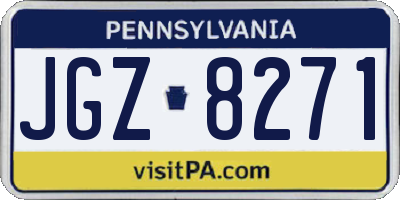 PA license plate JGZ8271