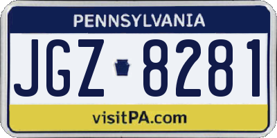 PA license plate JGZ8281