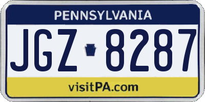 PA license plate JGZ8287