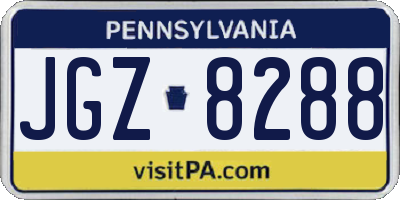 PA license plate JGZ8288