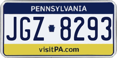 PA license plate JGZ8293