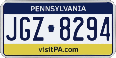 PA license plate JGZ8294