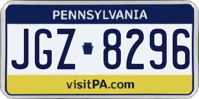 PA license plate JGZ8296
