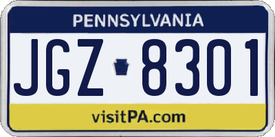 PA license plate JGZ8301