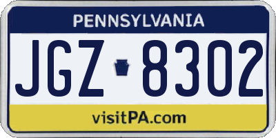 PA license plate JGZ8302