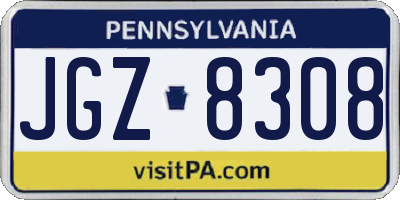 PA license plate JGZ8308