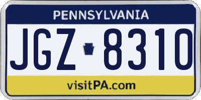 PA license plate JGZ8310