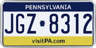 PA license plate JGZ8312