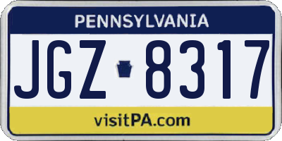 PA license plate JGZ8317