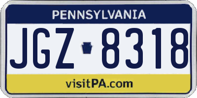 PA license plate JGZ8318