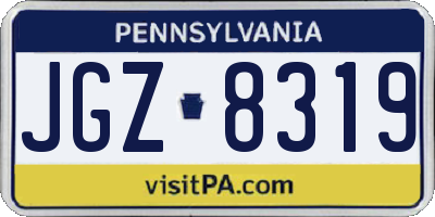 PA license plate JGZ8319