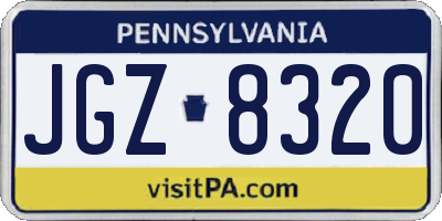 PA license plate JGZ8320