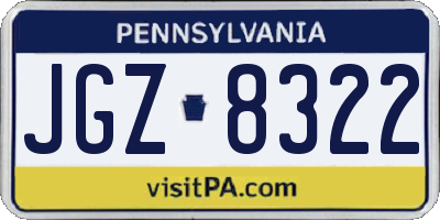 PA license plate JGZ8322
