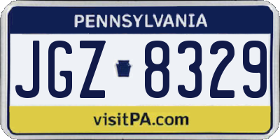 PA license plate JGZ8329