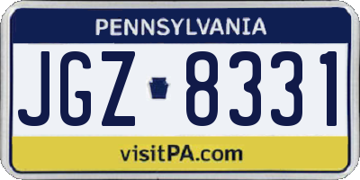 PA license plate JGZ8331