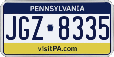 PA license plate JGZ8335