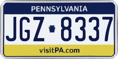 PA license plate JGZ8337