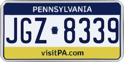 PA license plate JGZ8339