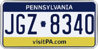 PA license plate JGZ8340