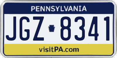 PA license plate JGZ8341