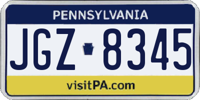 PA license plate JGZ8345