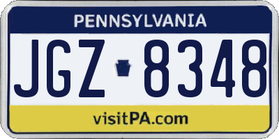 PA license plate JGZ8348