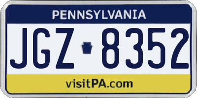 PA license plate JGZ8352