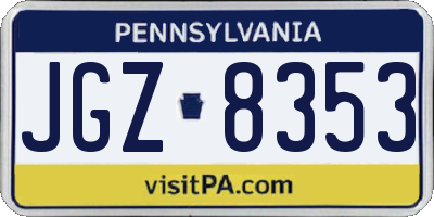 PA license plate JGZ8353