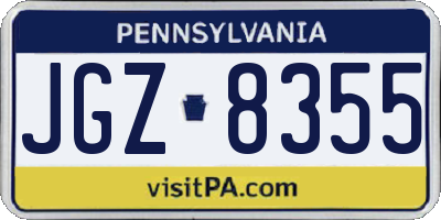 PA license plate JGZ8355