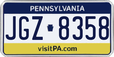 PA license plate JGZ8358