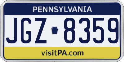 PA license plate JGZ8359