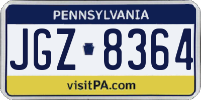 PA license plate JGZ8364