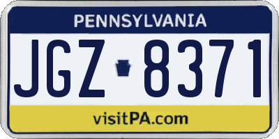 PA license plate JGZ8371