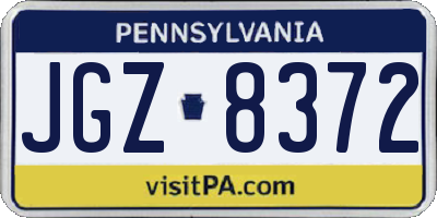 PA license plate JGZ8372