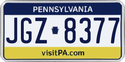 PA license plate JGZ8377